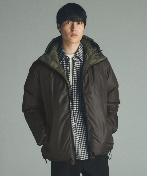 UNFILO MENS 【OCEANS YouTube 掲載 / 読売新聞掲載】TAION×UNFILO リバーシブルフードダウン チャコール×オリーブ