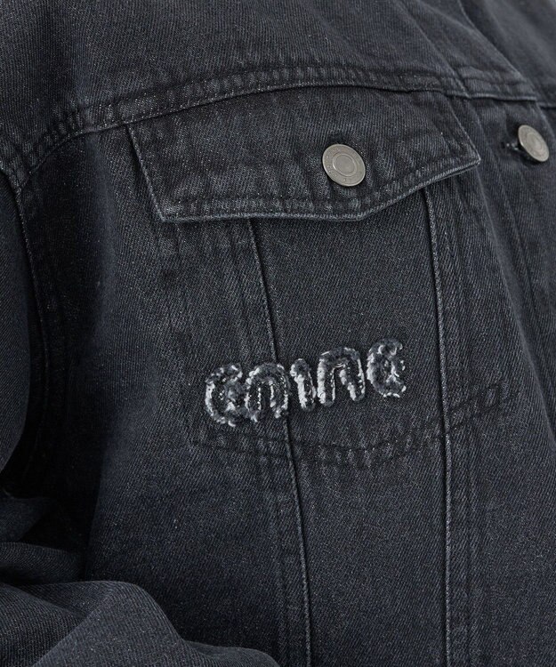 earth music&ecology フリンジロゴショート丈Ｇジャン Black