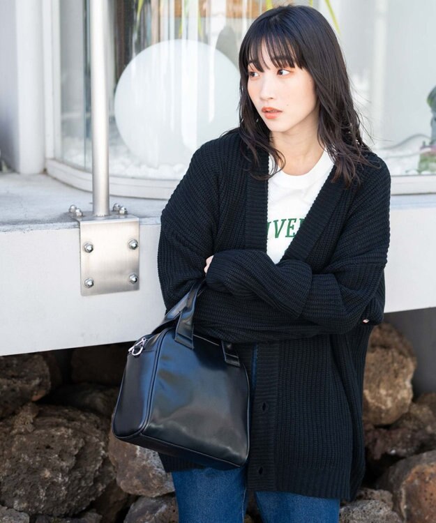 WEGO ルーズフィットカーディガン ブラック