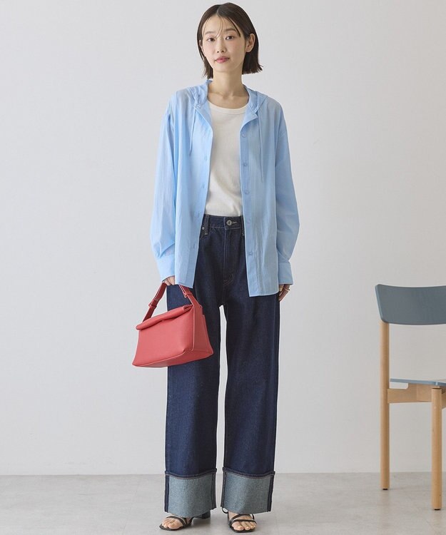 AMERICAN HOLIC ナイロンフーディーシャツ Sax