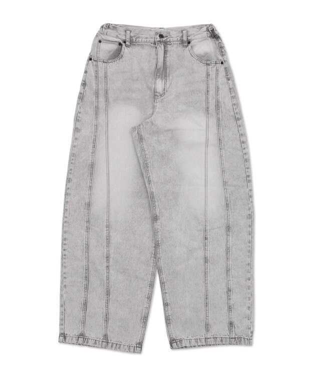 WEGO 【SMLサイズ展開】イージー3Dバレルレッグデニムパンツ グレー