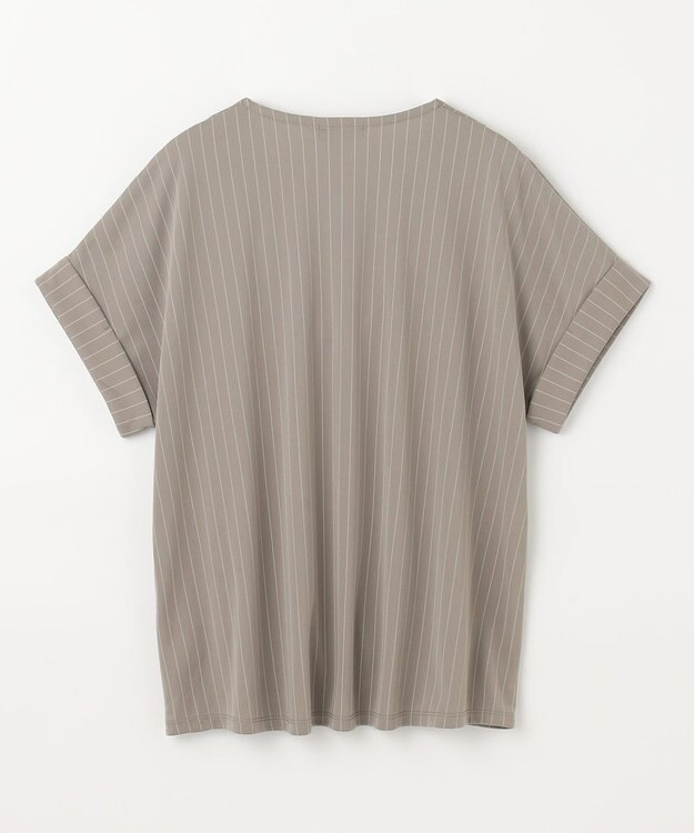 ANY カシュクールTシャツ ベージュストライプ