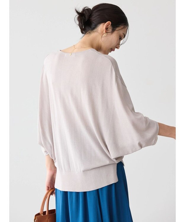 AMERICAN HOLIC 接触冷感トライアングルスリーブニットプルオーバー Gray Beige