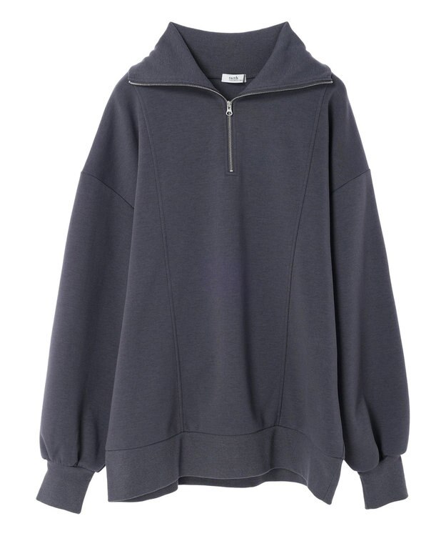 earth music&ecology スタンドｚｉｐダンボールチュニック Dark Gray