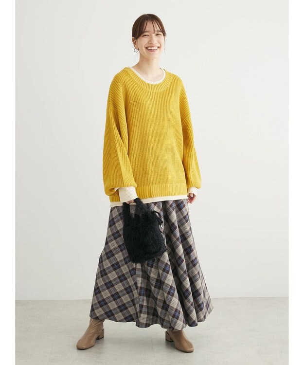 Green Parks ・Ｐｅｔｉｔ　Ｆｌｅｕｒ　レイヤード風ハイショクニット Yellow