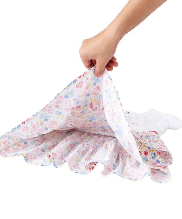 MIKI HOUSE HOT BISCUITS 【ミキハウス】【80-120cm】 半袖ワンピース 白×ピンク