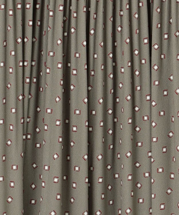 自由区 【セットアップ対応】ライトサテンプリーツ スカート カーキ×オフ(変形ドット)