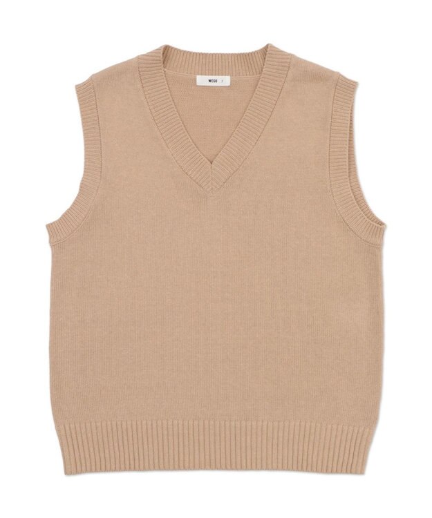 WEGO 【SCHOOLITEM】無地ニットベスト ベージュ