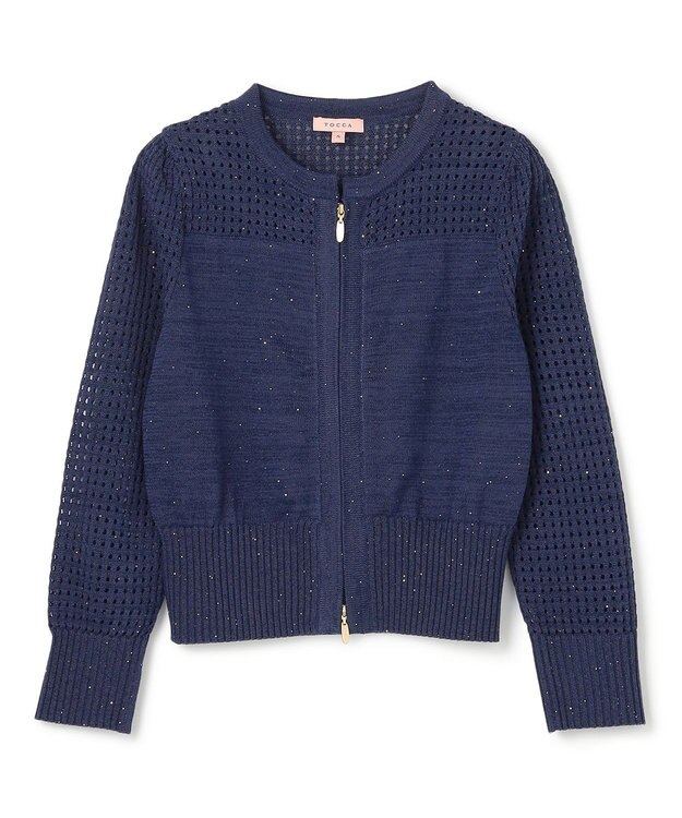TOCCA SPIDERWEB KNIT ニットブルゾン ネイビー