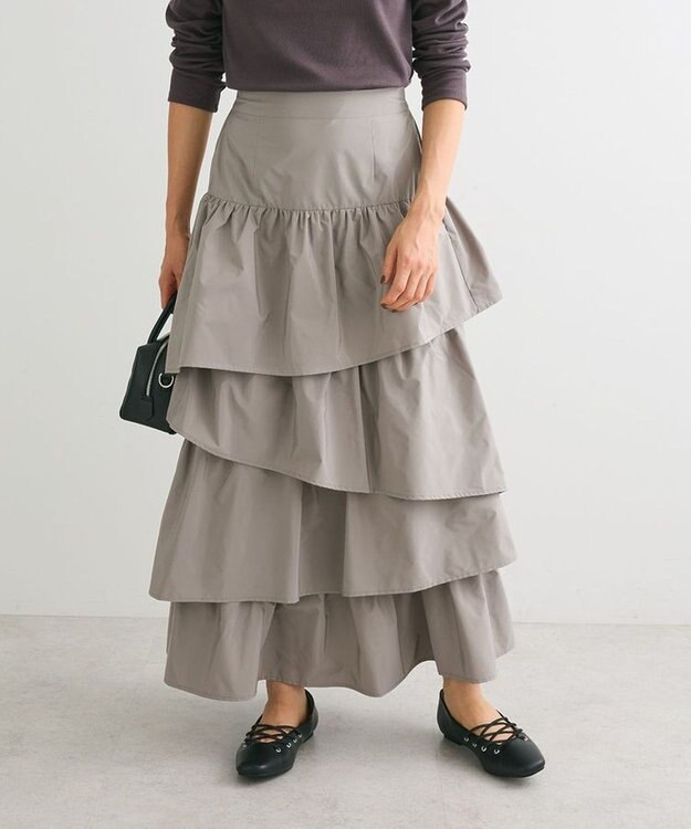 Green Parks ・ＥＬＥＮＣＡＲＥ　ＤＵＥ　ランダムティアードスカート Gray Beige
