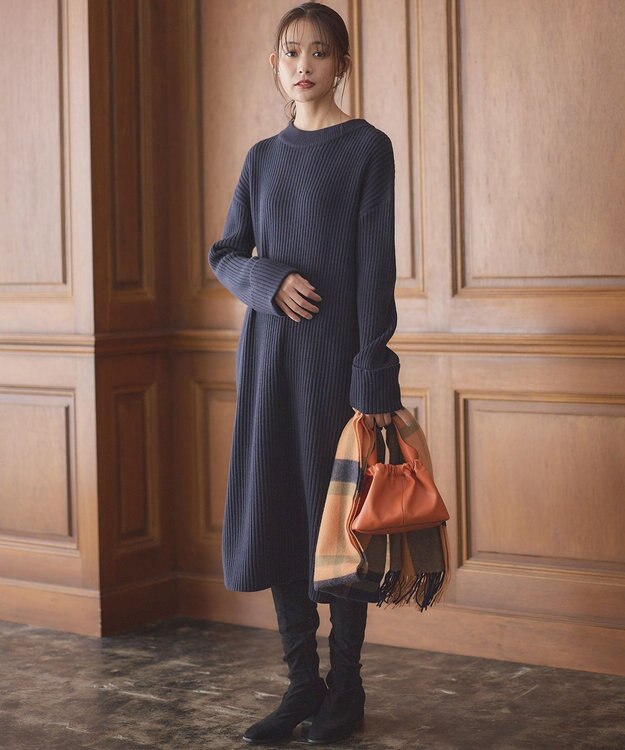 組曲 バルキーニット ワンピース ネイビー系