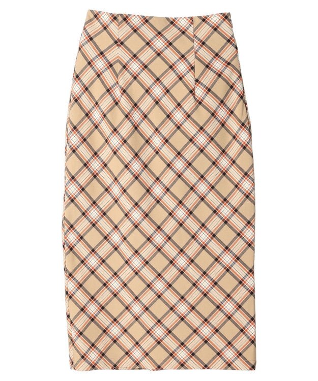 earth music&ecology チェック柄ナロースカート Beige