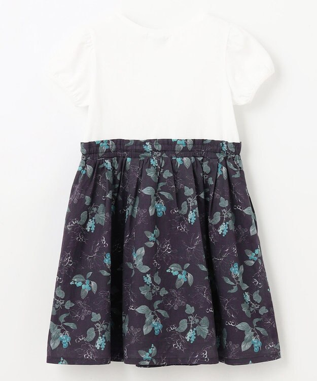 ANY KIDS ドッキング レトロ花柄 ワンピース ネイビー