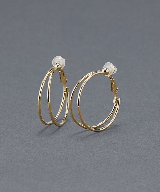 Phoebe ≪雑誌掲載≫ダブルラインフープイヤリング ゴールド