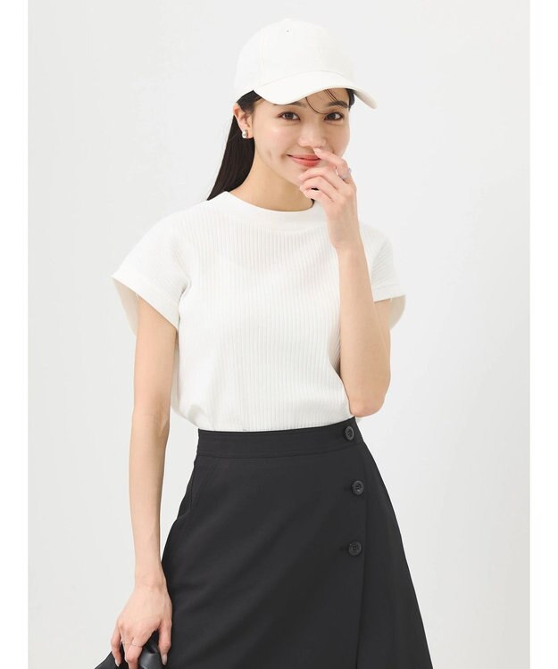 earth music&ecology フレンチスリーブリブプルオーバー Off White