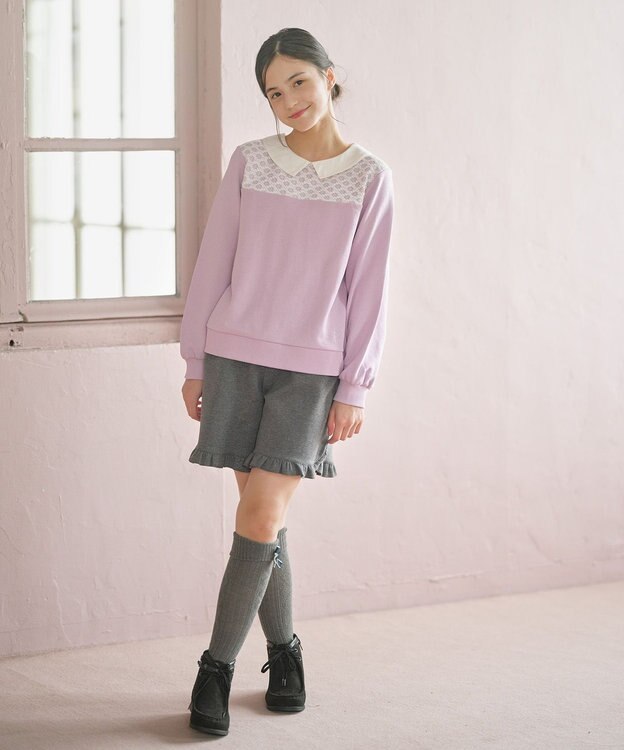 組曲 KIDS 【150-160㎝】カットショート パンツ チャコール系