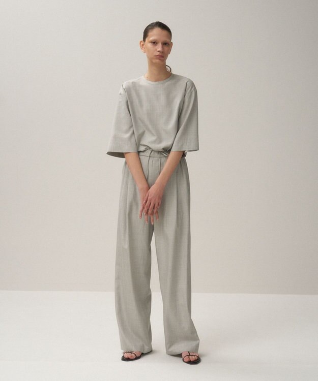 ATON SILK TROPICAL | ウォッシュドTシャツ TOP GRAY