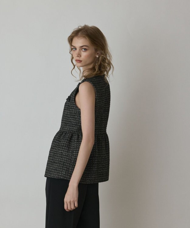 GRACE CONTINENTAL ツイードペプラムベスト ブラック