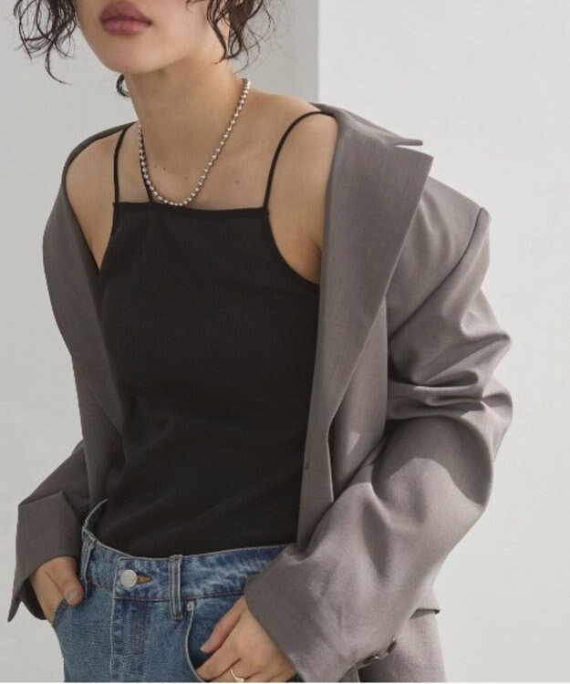 WEGO 【ANGIE VINTAGE/SMLサイズ展開】ストラップカップ付きベアキャミソール ブラック
