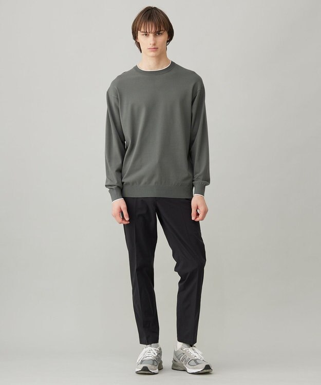 UNFILO MENS スタイリッシュ ニット プルオーバー カーキ