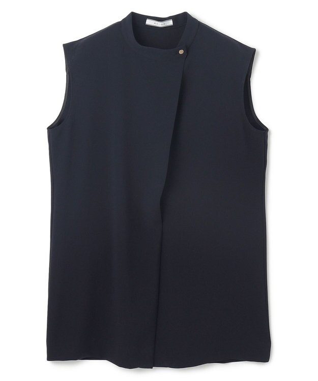 BEIGE， 【洗える】FLEUR / フロントボタンノースリーブブラウス Navy