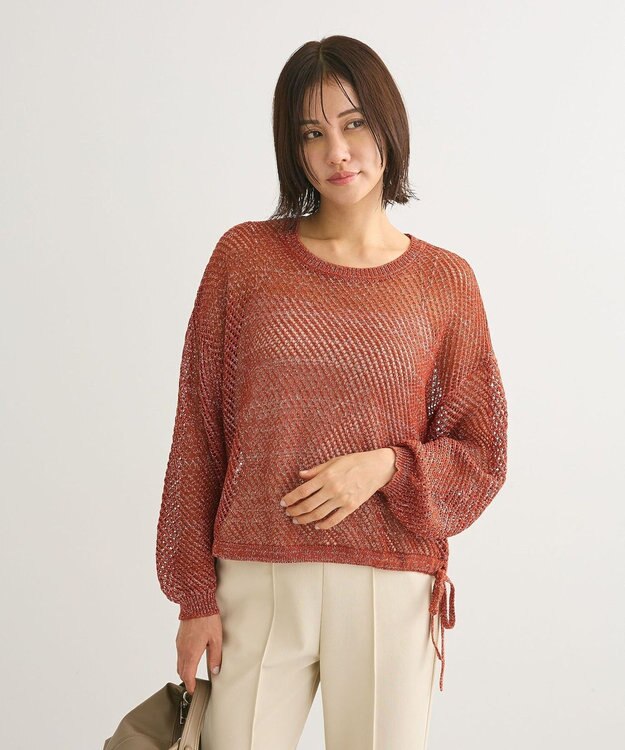 Green Parks ラメメッシュニットプルオーバー Orange