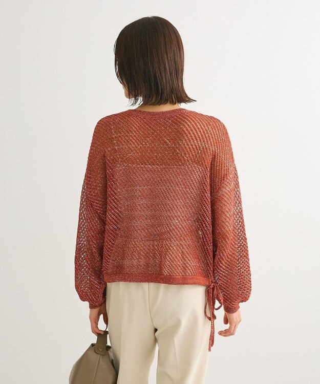 Green Parks ラメメッシュニットプルオーバー Orange