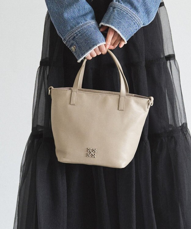 russet レザー2WAYミニトートバッグ(CE-1664) GrayBeige