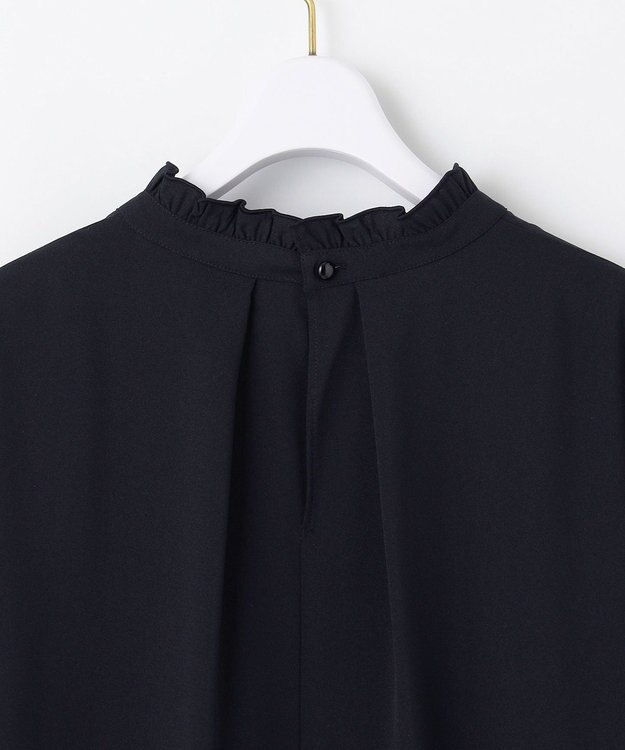 ANY SIS 【洗える】フリルネックスタンド ブラウス ネイビー