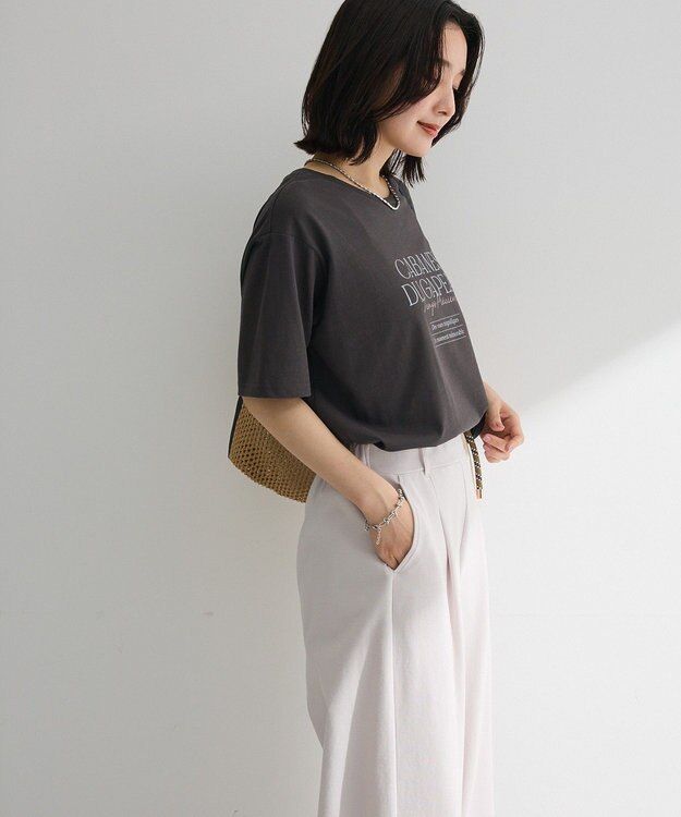 Green Parks 【適ON】多段きれい目ロゴＴシャツ Charcoal Gray