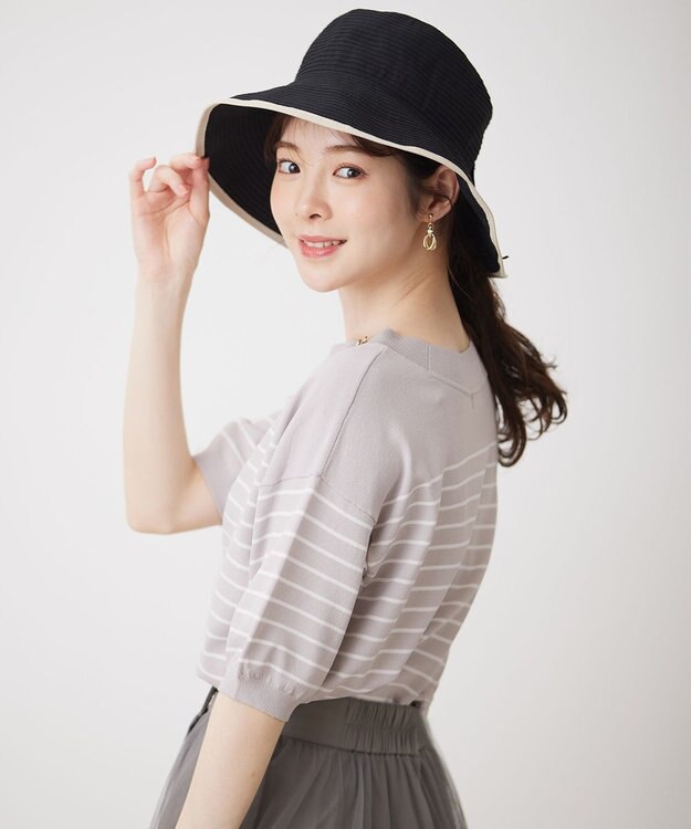 ANY SIS 【クリップ付き】グログランリボン ハット ブラック