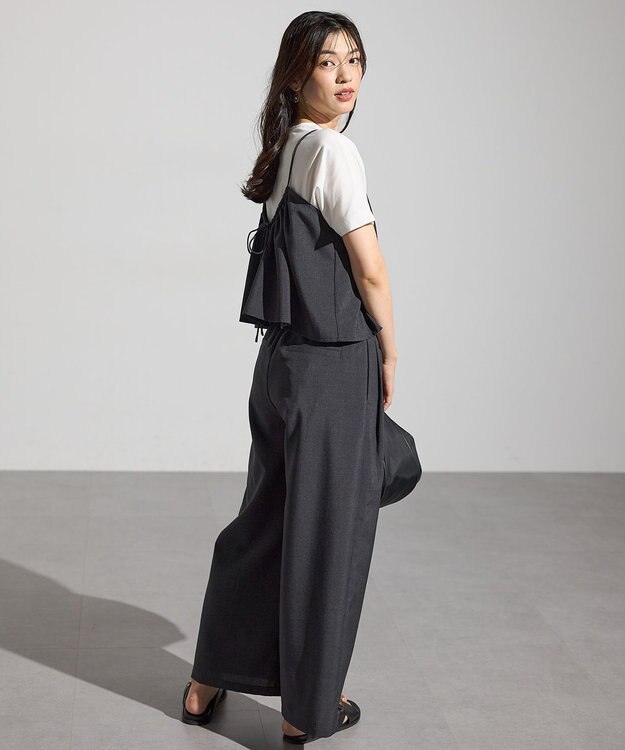 ANY 【2SET/洗濯機可】テックリネンキャミソール×パンツセットアップ チャコール