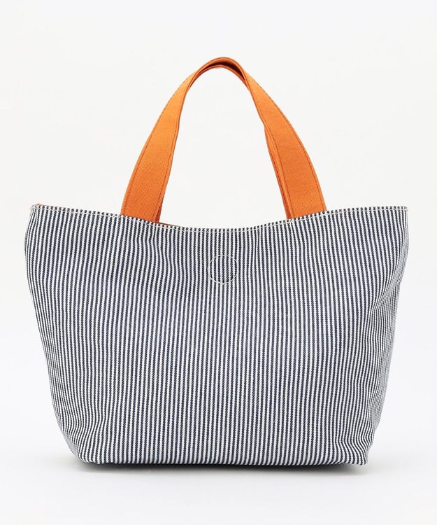 J.PRESS LADIES 【完全受注生産】ポーチ付き キャンバス ミニトートバッグ オレンジ×ストライプ系