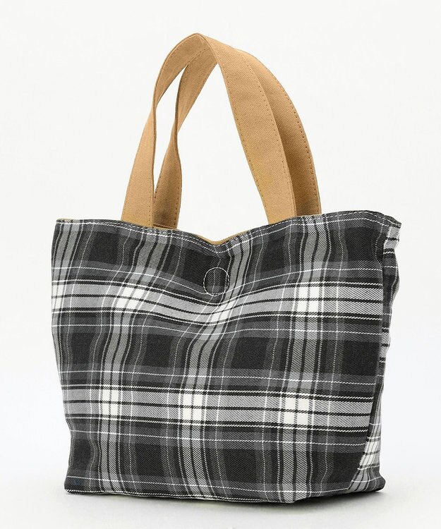 J.PRESS LADIES 【完全受注生産】ポーチ付き キャンバス ミニトートバッグ ベージュ×グレーチェック系