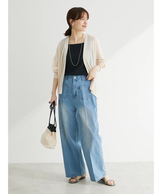 Green Parks 接触冷感ゆったりカーデ Off White