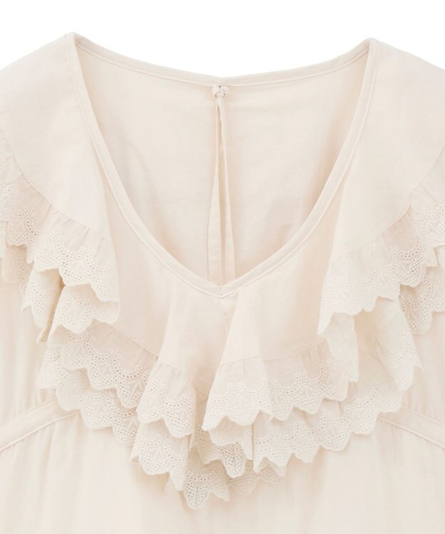 earth music&ecology 【綿100％】サイドリボンラッフルミニワンピース Ecru