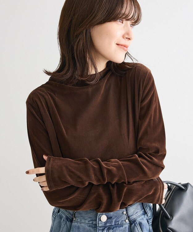 Green Parks ・ＡＮＤＳＥＡＲＣＨ　シアーベロアボトルネックロンＴＥ Brown