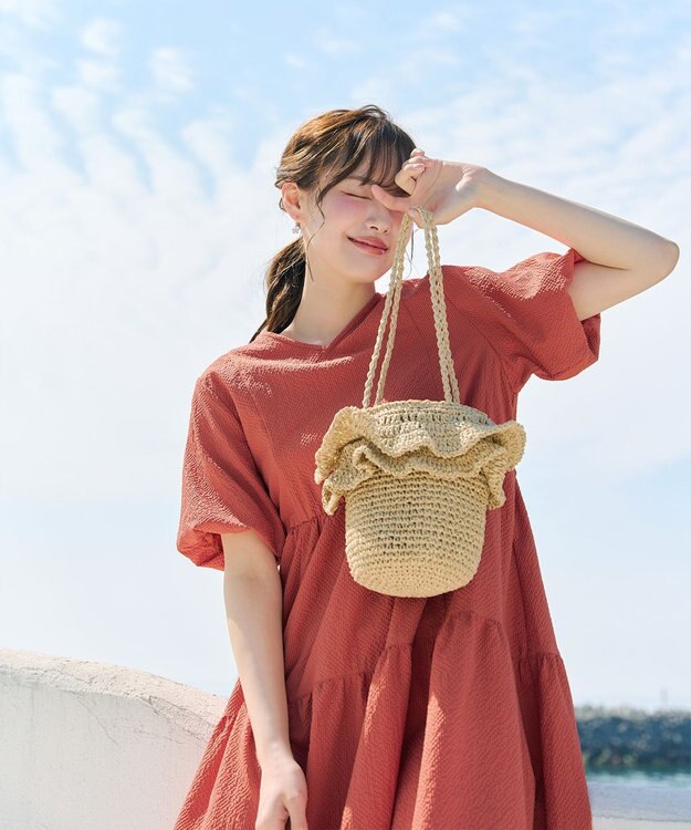 Tiaclasse リップルティアードワンピース オレンジ