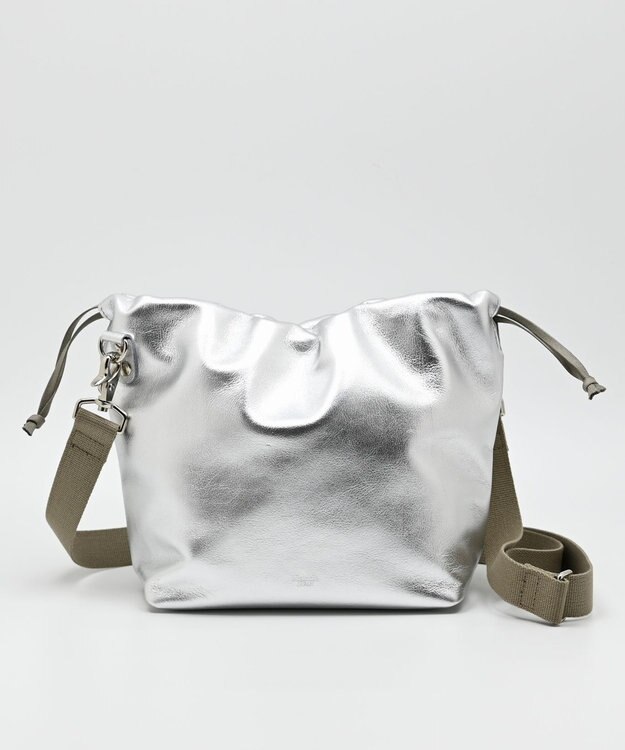 blancle メタリックレザー ドローストリング2wayバッグ SILVER