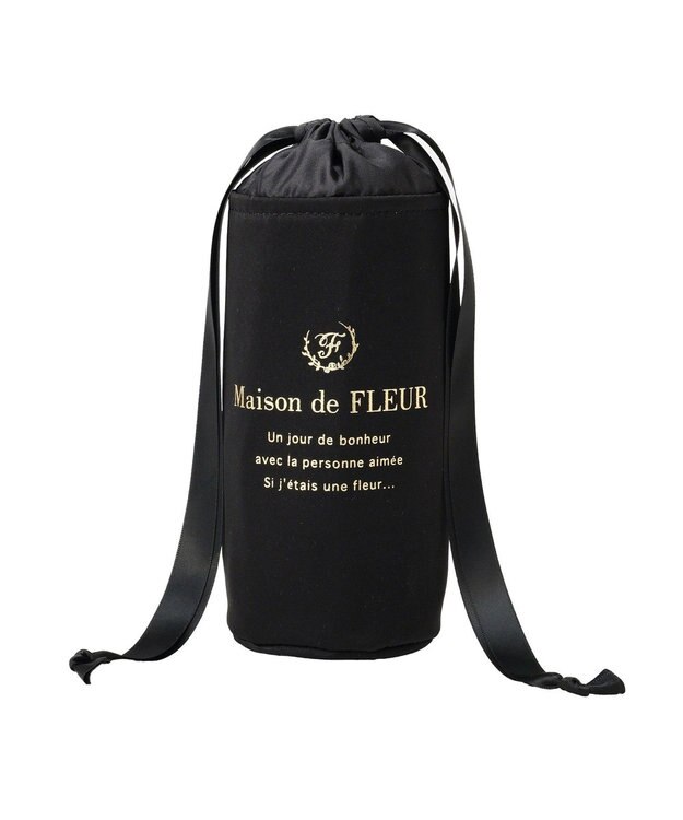 Maison de FLEUR 【保冷機能付き】サテン巾着ボトルケース Black