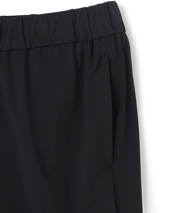 UNFILO L 【ウエストゴム】ドライトリコット セミフレアパンツ ブラック