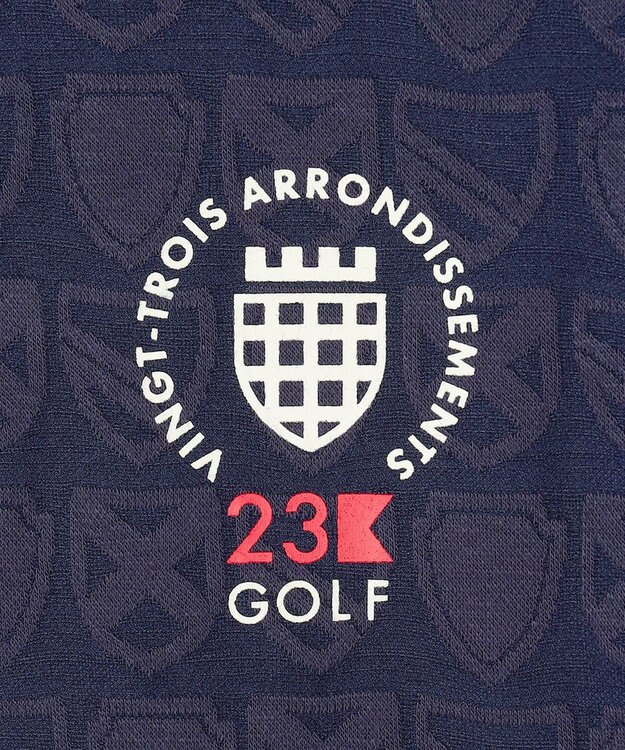 23区GOLF 【WOMEN】ハーフジッププルオーバー 着回しやすく長く愛用できる 総柄ながらもシック ネイビー系