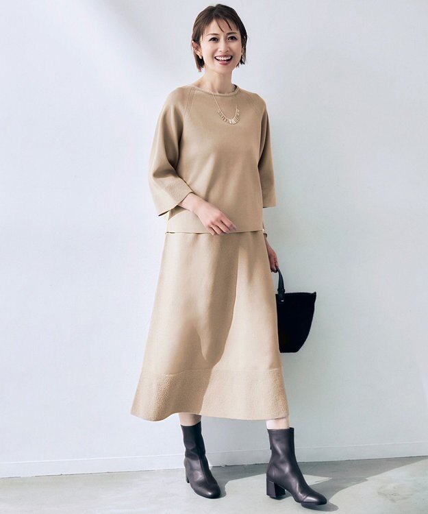 自由区 L モールブロッキング ニット モカ