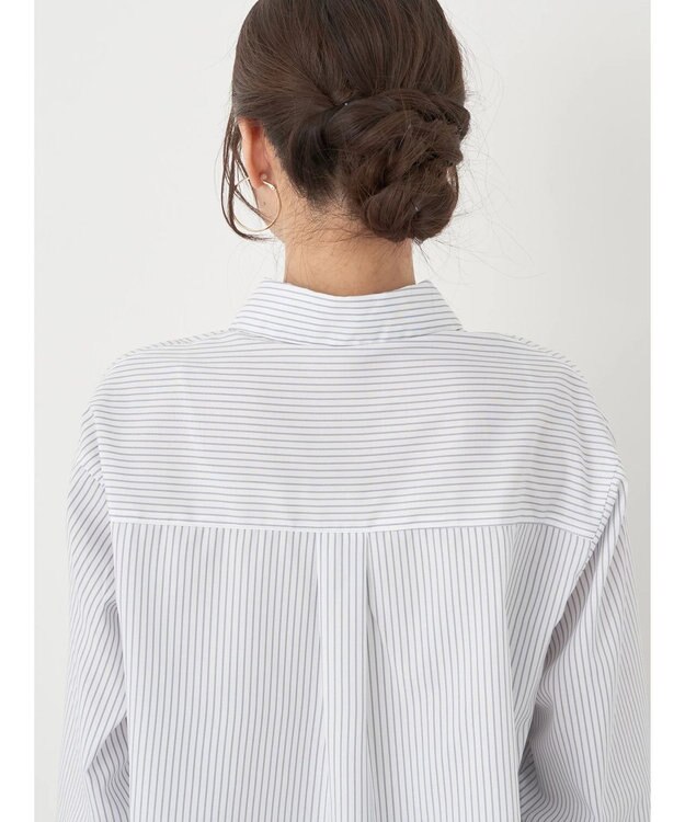 earth music&ecology ワンポイントロゴシャツ Stripe Gray