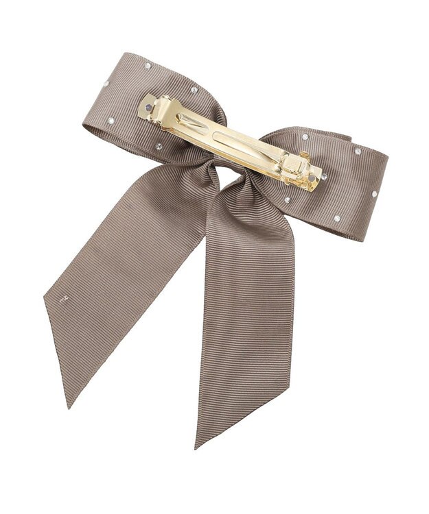 Maison de FLEUR ビジューグログランリボンバレッタ Brown