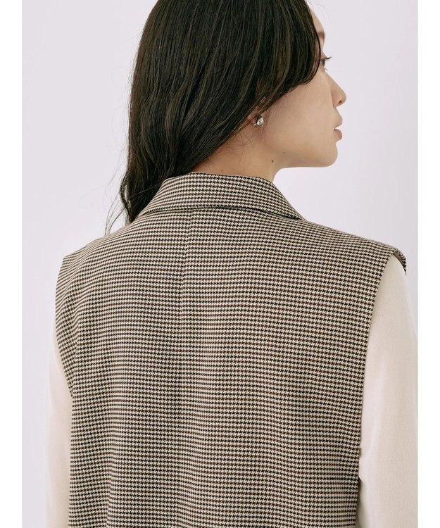 earth music&ecology テーラードジレ Check Brown