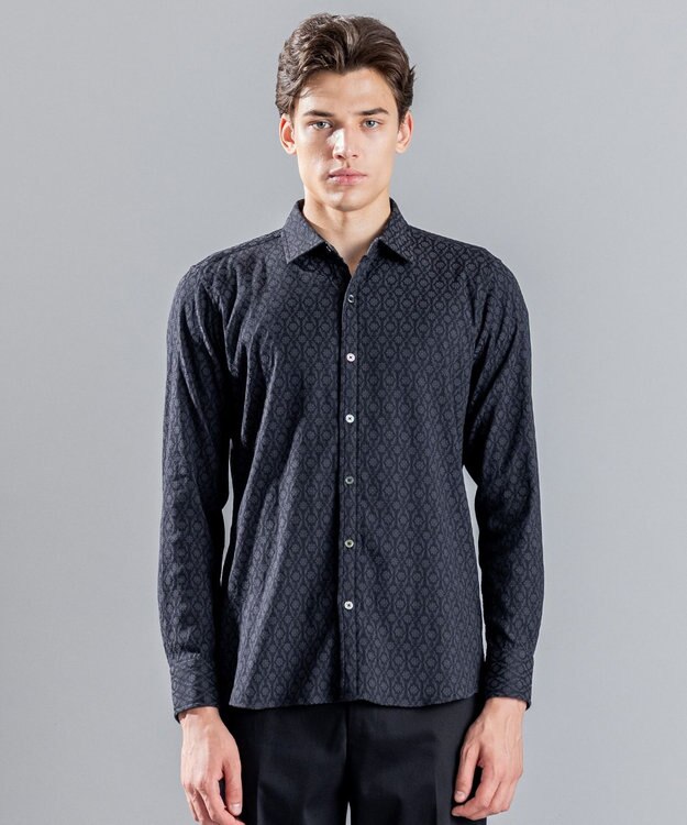 JOSEPH HOMME オーナメントジャガードストレッチ　レギュラーカラーシャツ グレー系