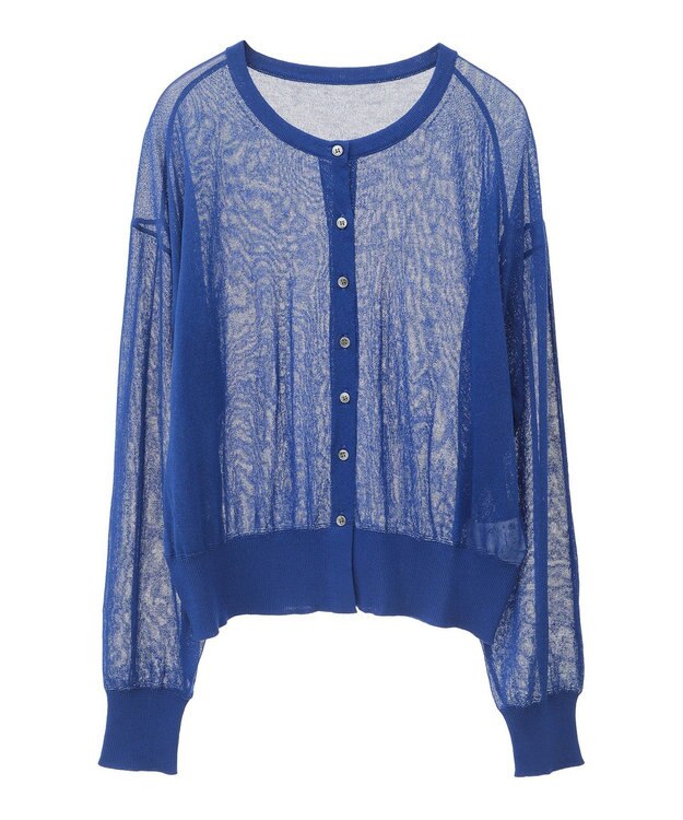 earth music&ecology 接触冷感シアークルーニットカーディガン Blue