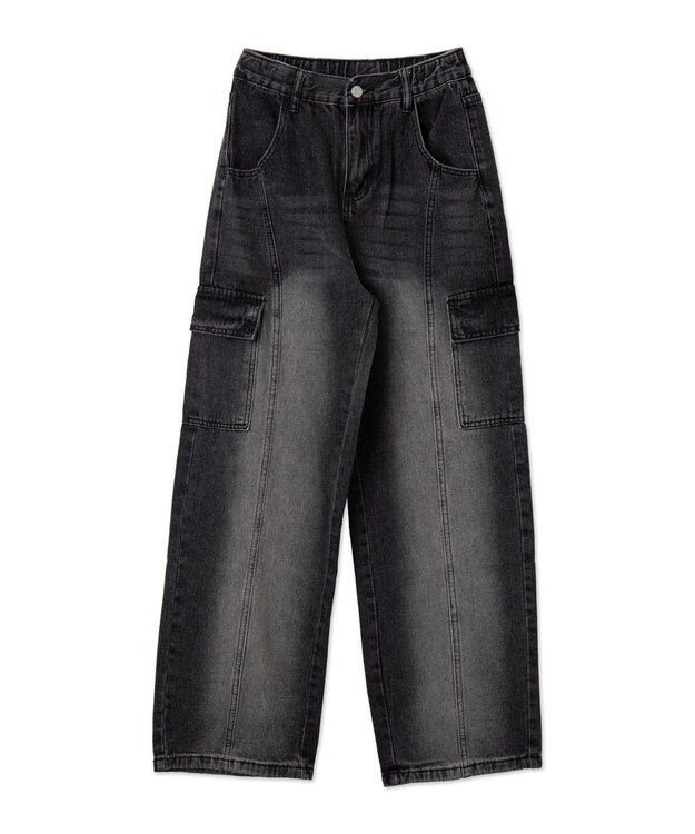 WEGO ヴィンテージウォッシュカーゴデニム ブラック