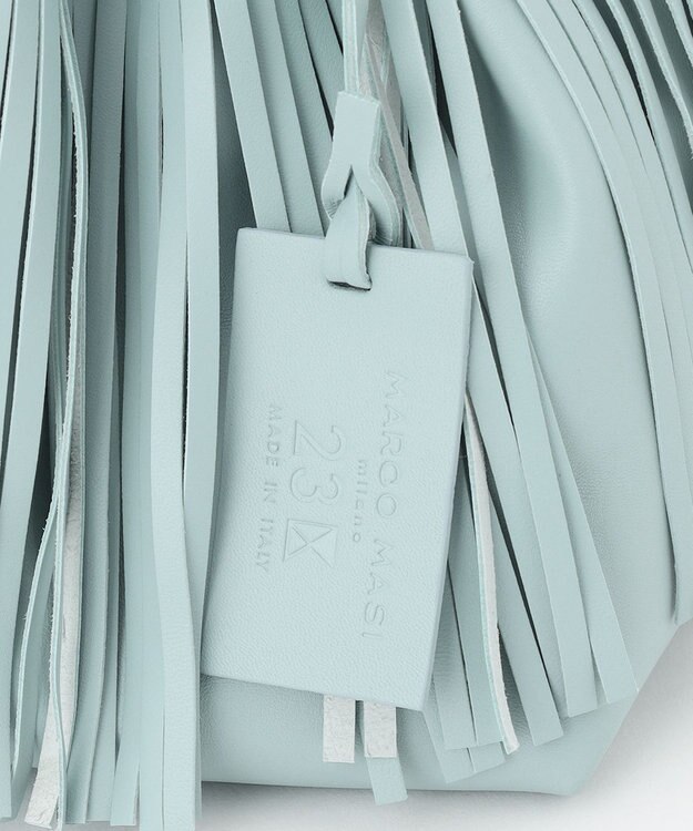 23区 【CLASSY.6月号掲載】MARCO MASI レザーフリンジ ミニ巾着 バッグ スカイブルー系